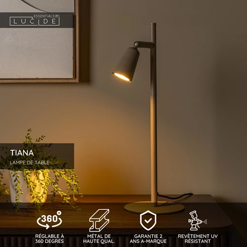 Lucide TIANA - Lampe de table - 1xGU10 - Taupe | Essential - USP